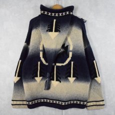 画像2: 柄編み エクアドルウールニットジップパーカー (2)