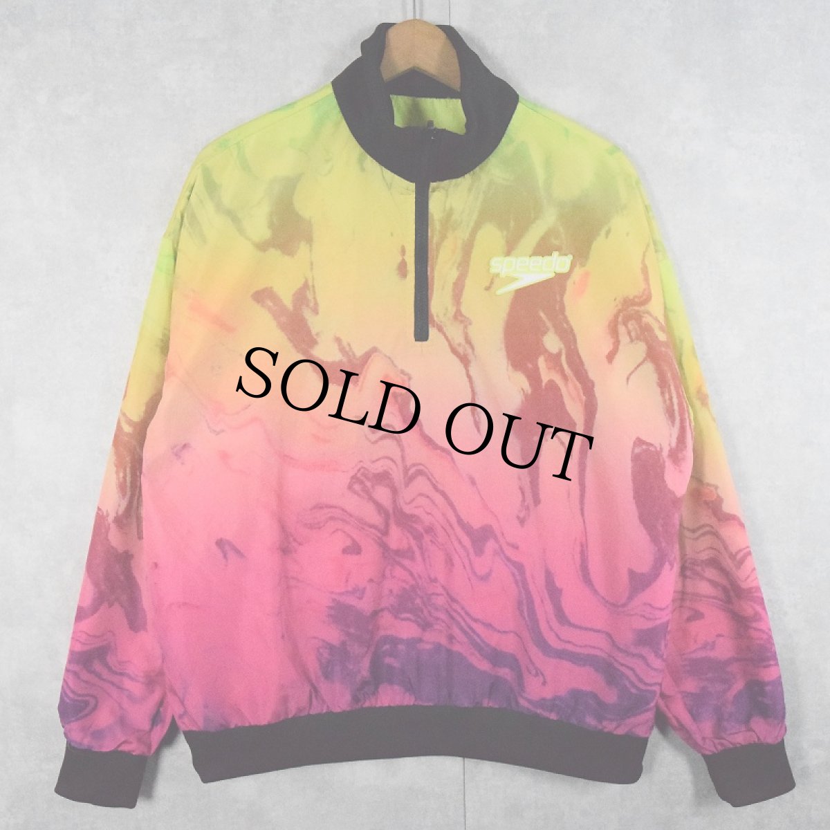 画像2: speedo マーブル柄 ハーフジップ リバーシブルナイロンジャケット (2)