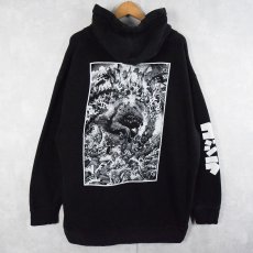 画像1: GOZILLA グラフィックプリント スウェットフーディー BLACK XL (1)