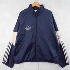 画像1: 80's adidas ロゴ刺繍 サイドラインナイロンジャケット NAVY XL (1)