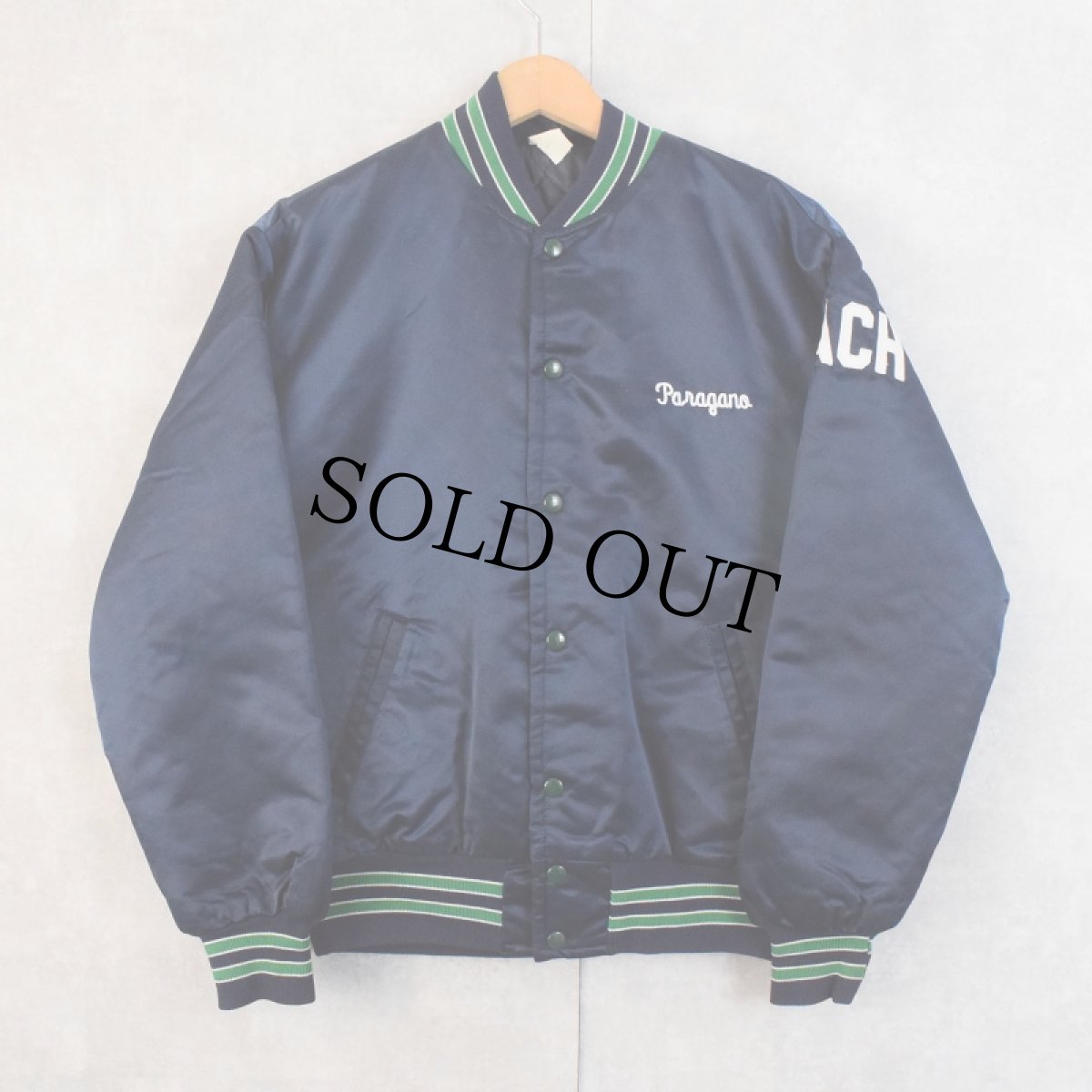 画像2: 80's ALADEN USA製 "DREW Fencing" チェーン刺繍 中綿ナイロンスタジャン NAVY M (2)