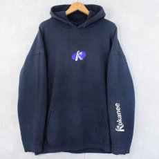 画像1: Kokanee beer ビールメーカー ロゴプリントスウェットフーディー NAVY L (1)