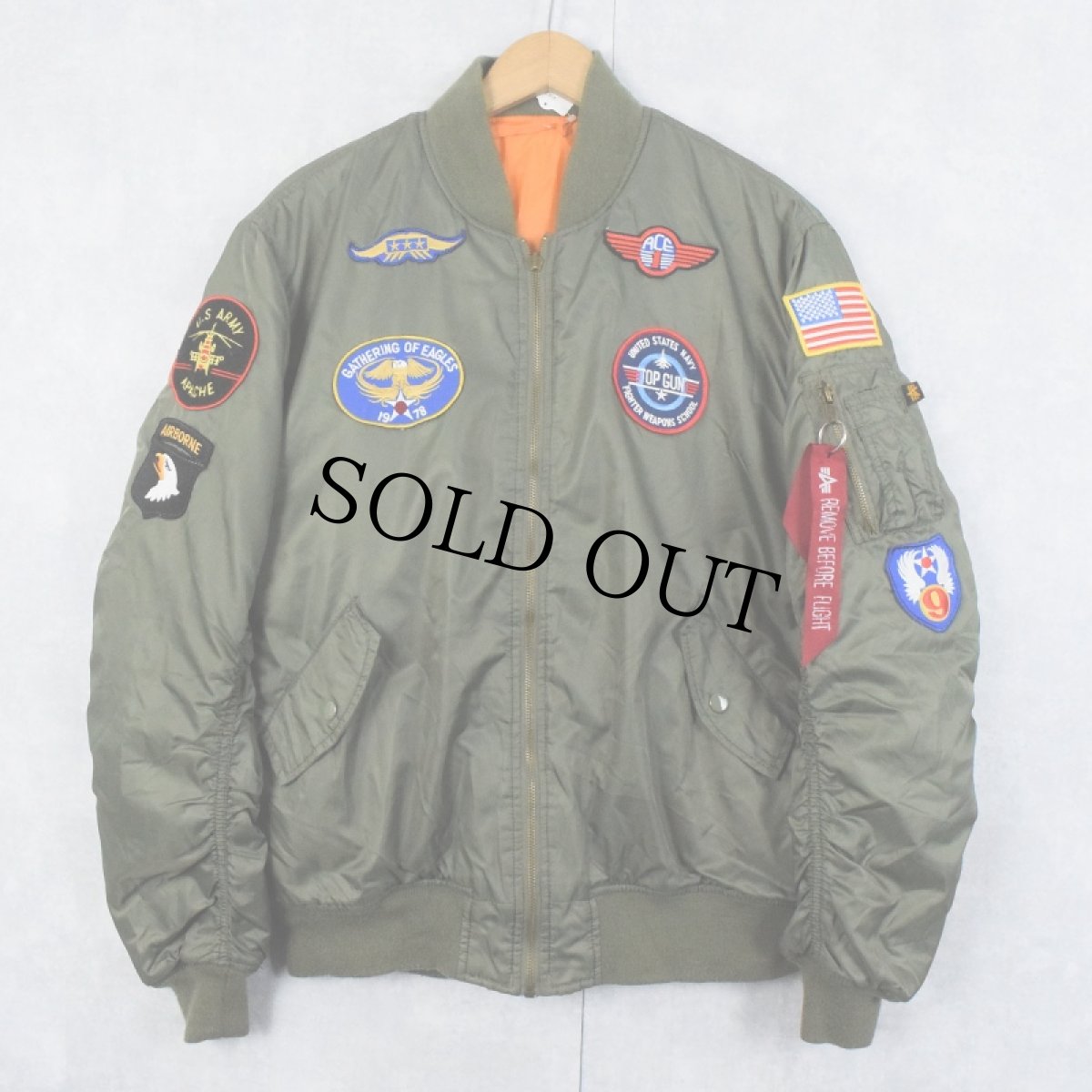 画像1: 民間品 ALPHA INDUSTRIES,INC. パッチ付き MA-1 フライトジャケット SIZE YL (1)