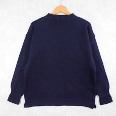 画像1: 【SALE】 Guernsey woollens ウール ガンジーニットセーター NAVY SIZE38 (1)