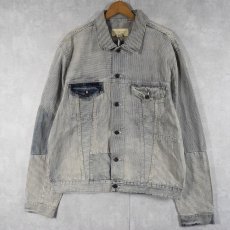 画像1: Ralph Lauren Denim & Supply パッチワーク ヒッコリーデニムジャケット XL (1)