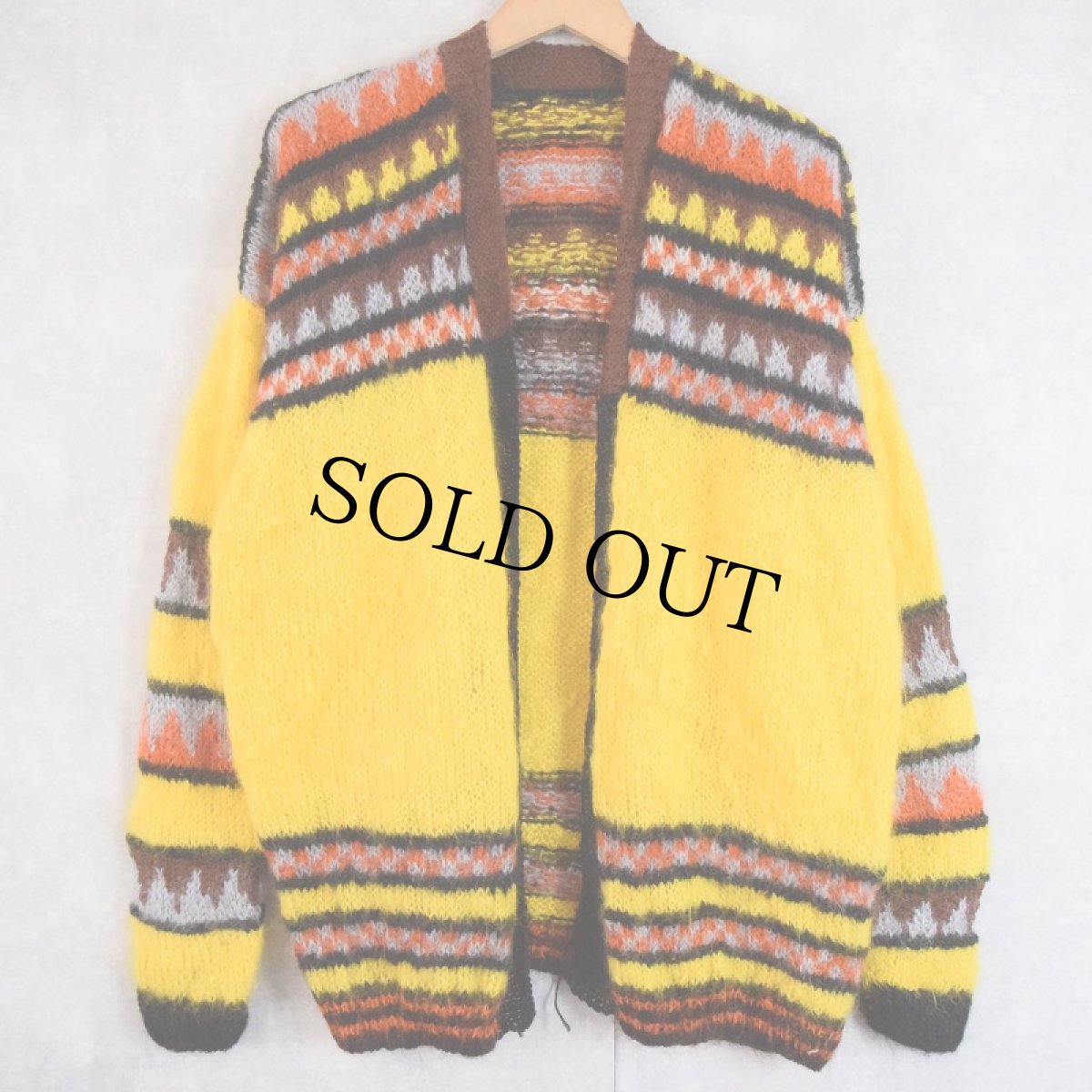 画像4: 80〜90's 総柄 モヘアニットカーディガン (4)