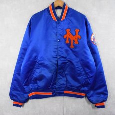 画像1: 80〜90's MLB "New York Mets" USA製 ロゴワッペン付き ナイロンスタジャン XL (1)