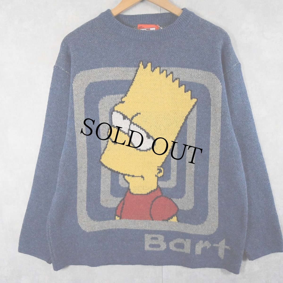 画像1: 2000's THE SIMPSONS "Bart" キャラクター柄織り スキーニットセーター M (1)
