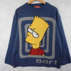 画像1: 2000's THE SIMPSONS "Bart" キャラクター柄織り スキーニットセーター M (1)