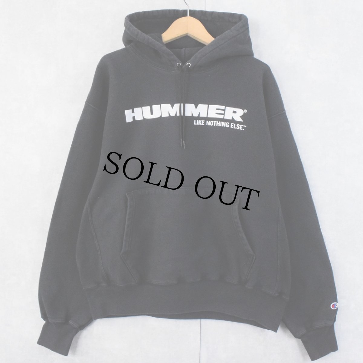 画像2: Champion PREMIUM REVERE WEAVE "HUMMER" 自動車メーカーロゴプリントスウェットフーディー BLACK L (2)