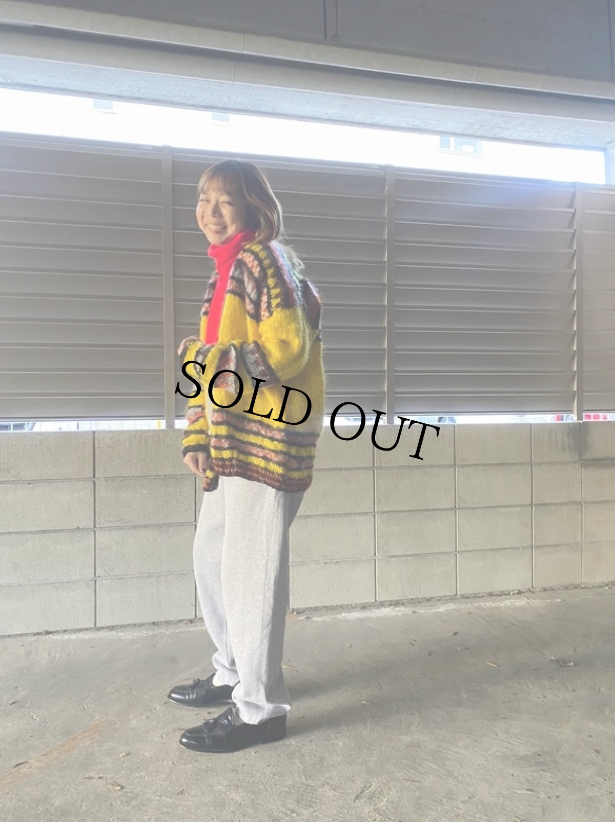 画像2: 80〜90's 総柄 モヘアニットカーディガン (2)