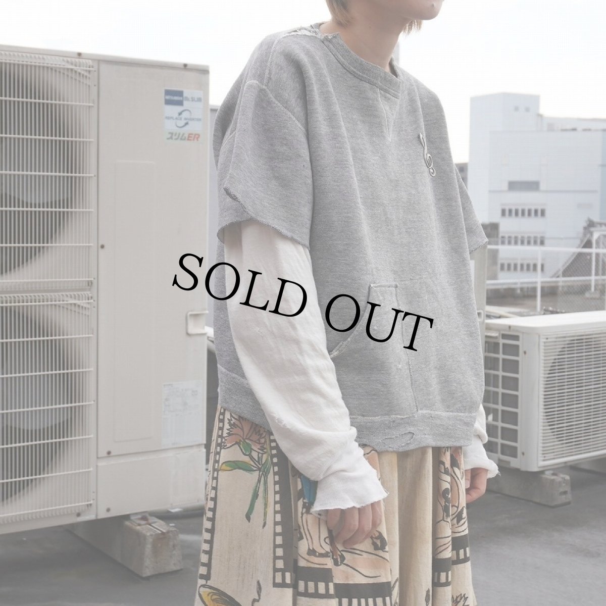 画像2: 50's 前V カットオフ カスタム半袖スウェット (2)