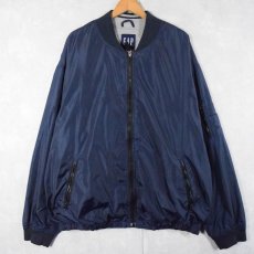 画像1: 2000's GAP ナイロンジップジャケット NAVY XXL (1)