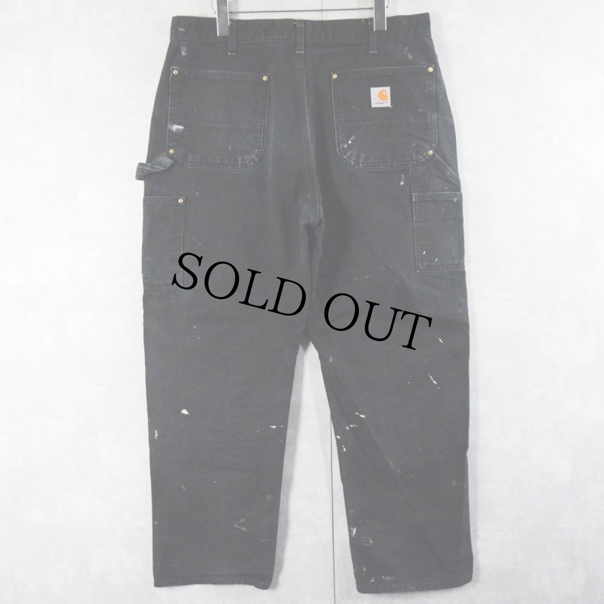 画像2: 90's Carhartt USA製 ペンキペイント ダブルニー ダックペインターパンツ BLACK W35 (2)