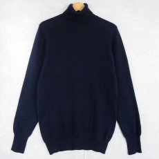 画像1: Acanthe CACHEMIRE カシミア タートルネックニットセーター NAVY M (1)