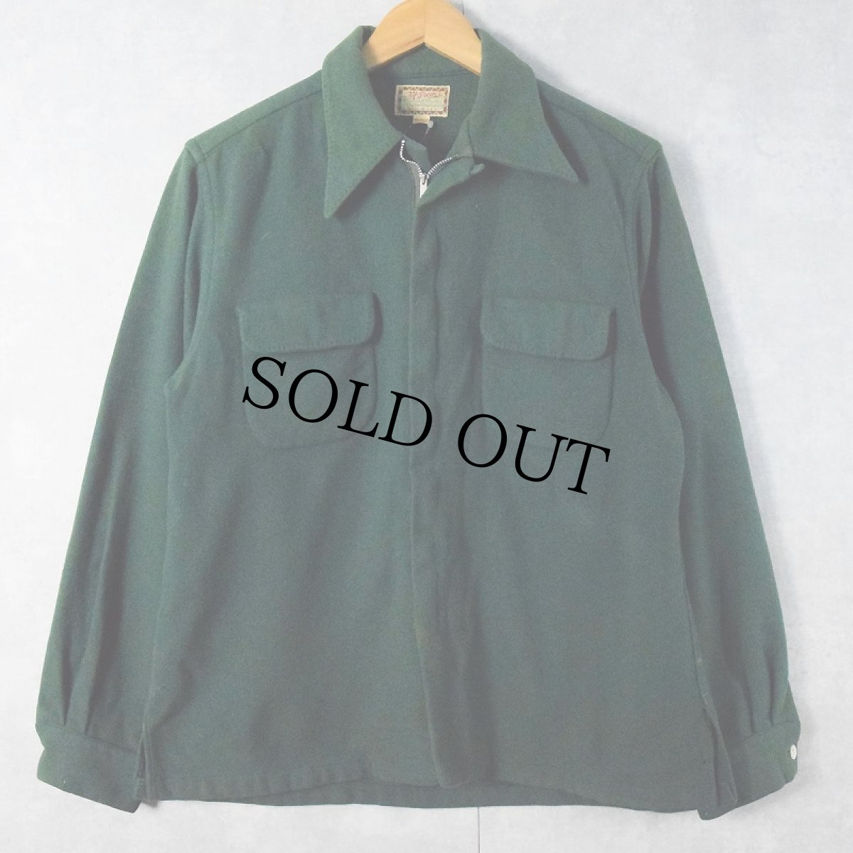 画像1: 40's McGREGOR USA製 ウールジップシャツ GREEN MEDIUM (1)
