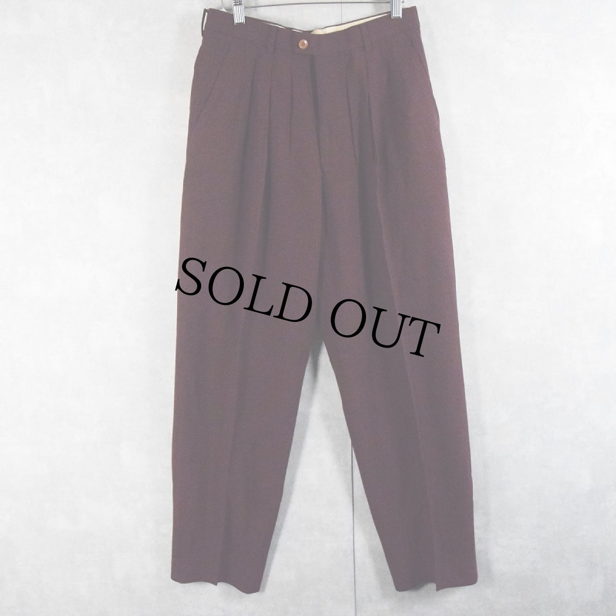 画像3: 90's KENZO JAPAN製 2タック ウール×レーヨンスラックス BURGUNDY W29 (3)