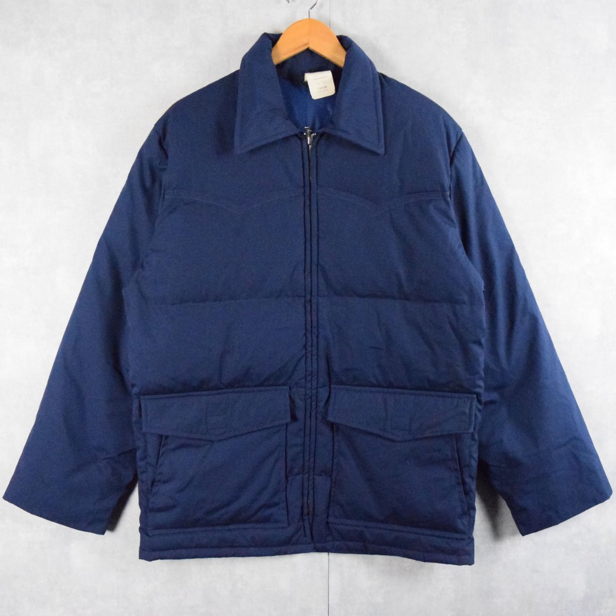 画像1: 【SALE】 70's TOWNCRAFT JCPenney USA製 中綿入り ポリエステル×コットン ウエスタンジャケット NAVY M (1)