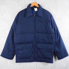 画像1: 【SALE】 70's TOWNCRAFT JCPenney USA製 中綿入り ポリエステル×コットン ウエスタンジャケット NAVY M (1)