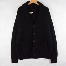 画像1: BURBERRY BRIT ショールカラー メリノウールニットカーディガン BLACK XL (1)