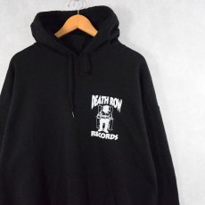 画像2: DEATH ROW RECORDS UK製 ヒップホップレコードレーベル ロゴプリントスウェットフーディー XXL (2)