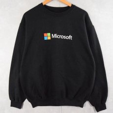 画像1: Microsoft コンピューター企業 ロゴプリントスウェット BLACK (1)