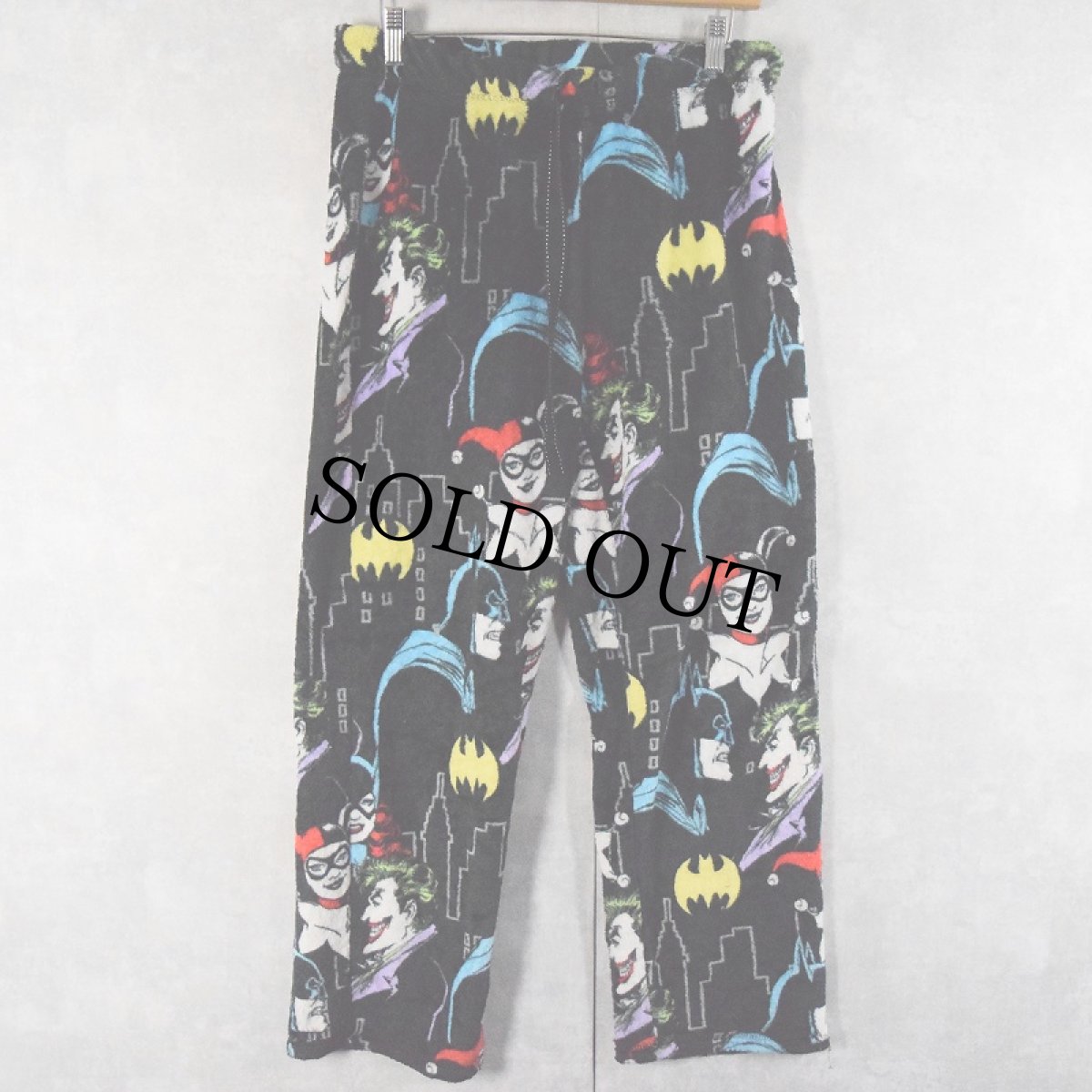 画像1: DC COMICS "BATMAN" 総柄 フリースイージーパンツ M (1)
