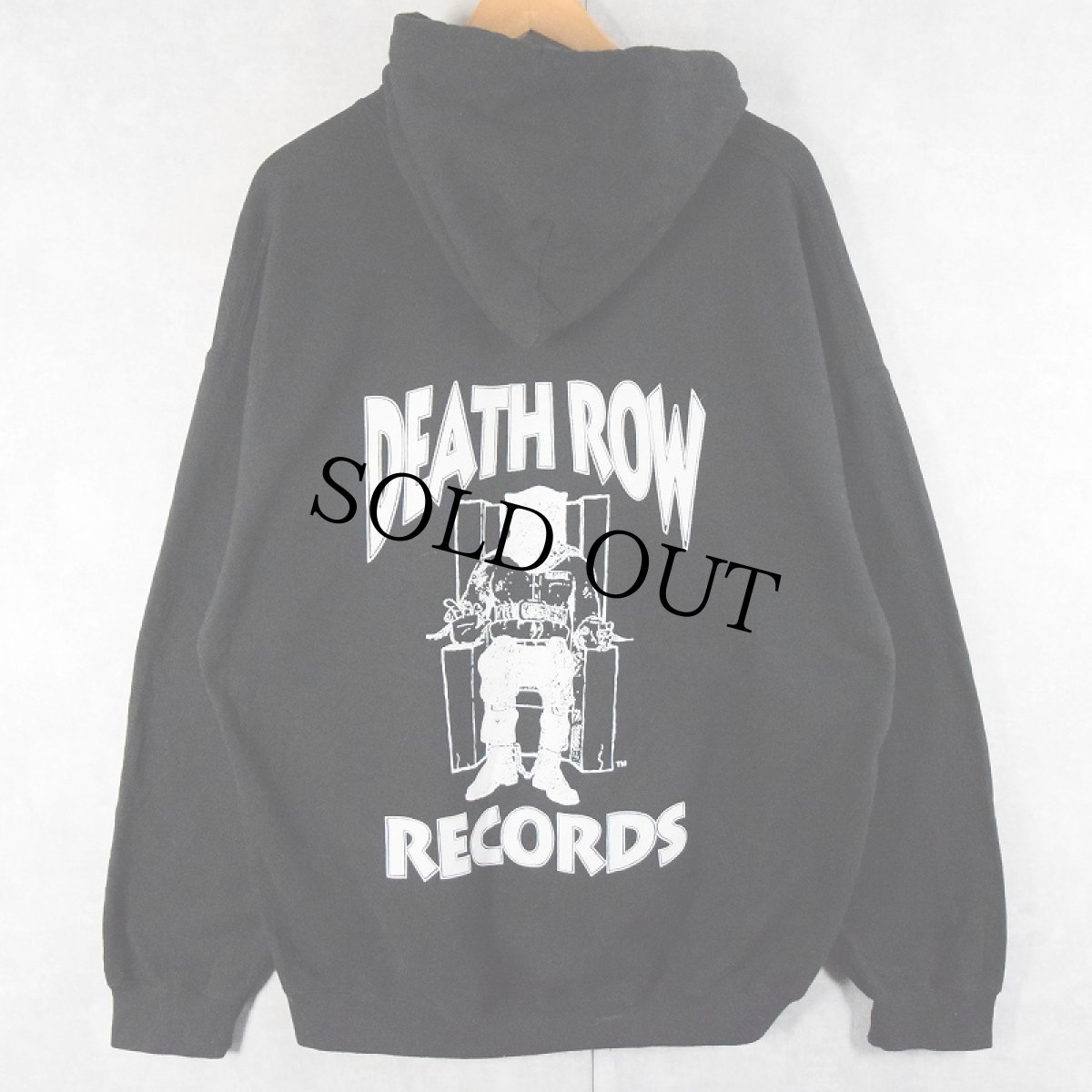 画像1: DEATH ROW RECORDS UK製 ヒップホップレコードレーベル ロゴプリントスウェットフーディー XXL (1)