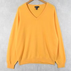 画像1: LANDS'END Vネック カシミアニットセーター L (1)