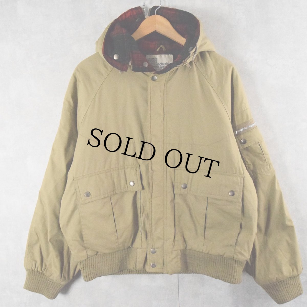 画像2: 80's Masterpiece apparel 裏地ネル ラビットフード ジップパーカー L (2)