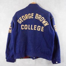 画像1: 60's "GEORGE BROWN COLLEGE" フェルトパッチ スタンドカラー ウールメルトンスタジャン (1)