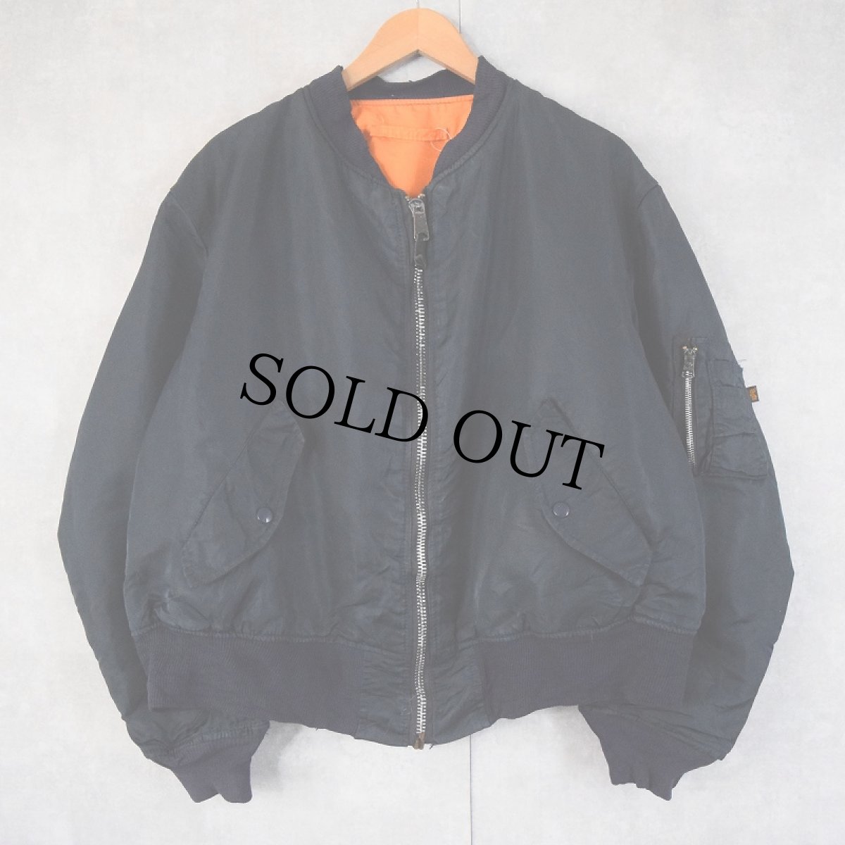 画像1: 民間品 90's ALPHA INDUSTRIES,INC. USA製 MA-1 フライトジャケット NAVY X-LARGE (1)