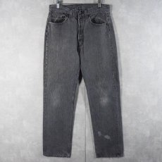 画像1: 90's Levi's 501-0619 ストライプ柄 ブラックデニムパンツ W30 (1)