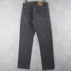 画像2: 80's Levi's 701-0119 ストライプ柄 ブラックデニムパンツ W29 (2)