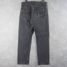 画像2: 90's Levi's 501-0619 ストライプ柄 ブラックデニムパンツ W30 (2)