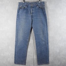 画像1: 80's Levi's 501-0119 ストライプ柄 デニムパンツ W35 (1)