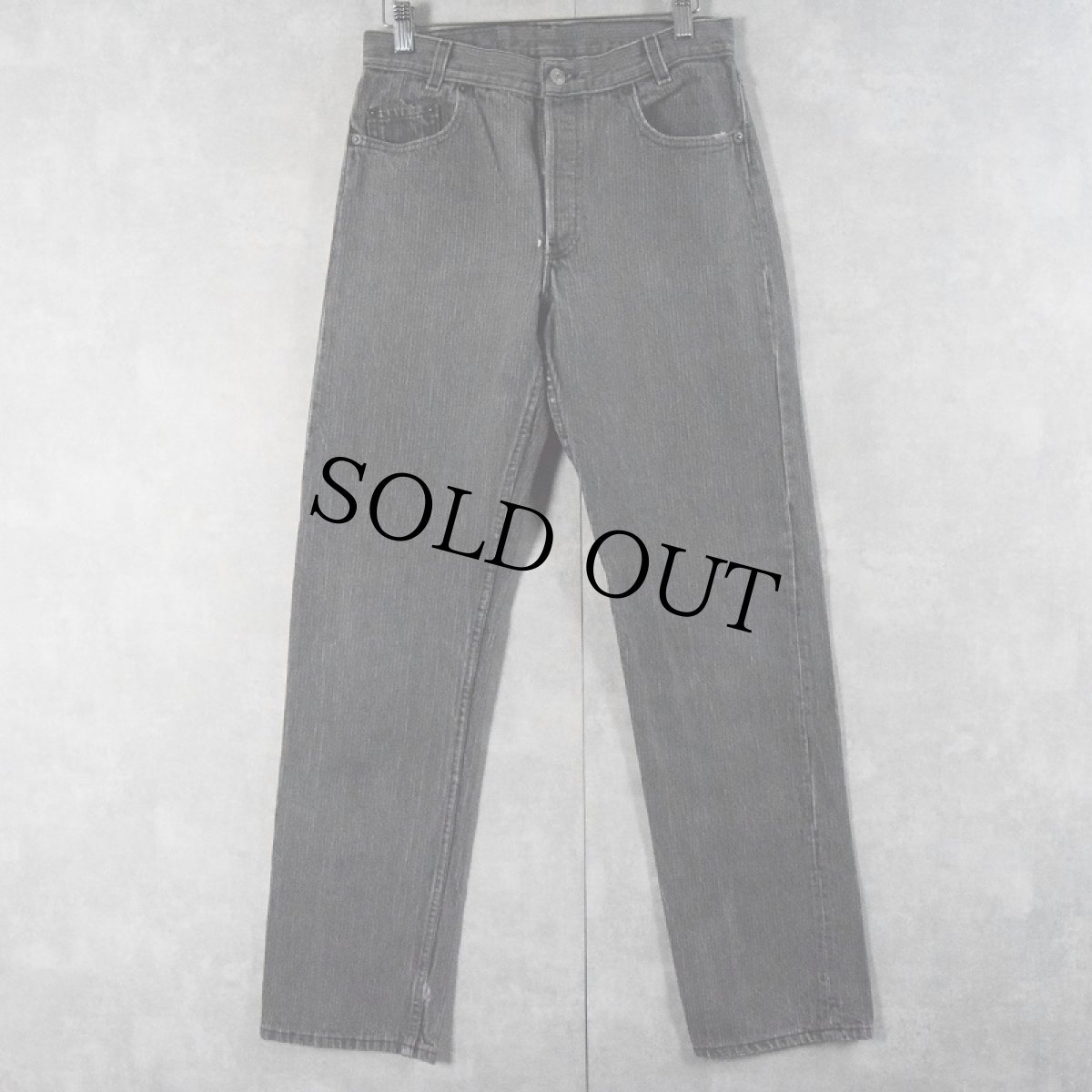 画像1: 80's Levi's 701-0119 ストライプ柄 ブラックデニムパンツ W29 (1)