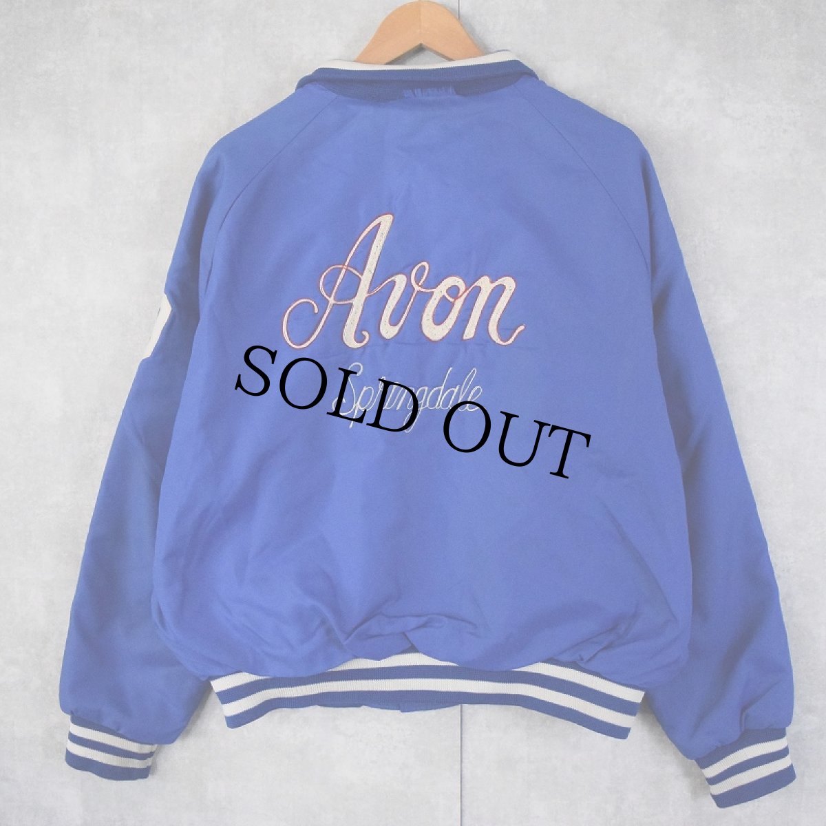 画像2: 80's ARISTO JAC BY Hilton USA製 チェーン刺繍 ナイロンスタジャン L (2)