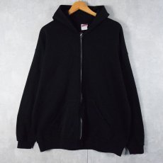 画像1: SOFFE 無地スウェットジップパーカー BLACK 2XL (1)