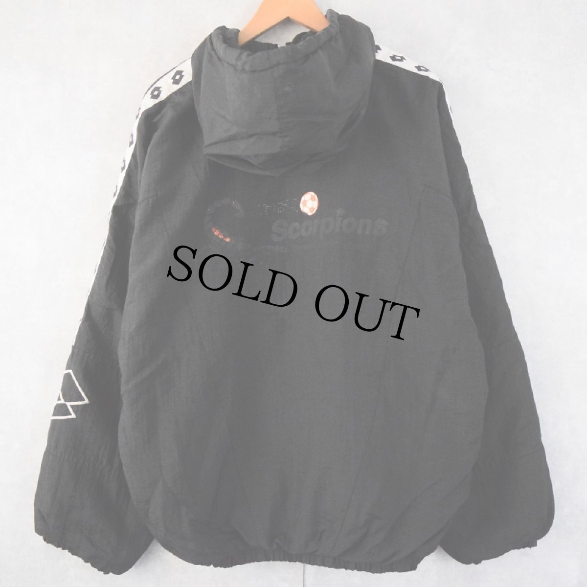 画像2: 80〜90's lotto ITALIA ロゴ刺繍ジップパーカー BLACK  (2)