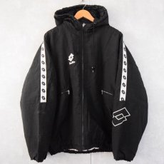 画像1: 80〜90's lotto ITALIA ロゴ刺繍ジップパーカー BLACK  (1)