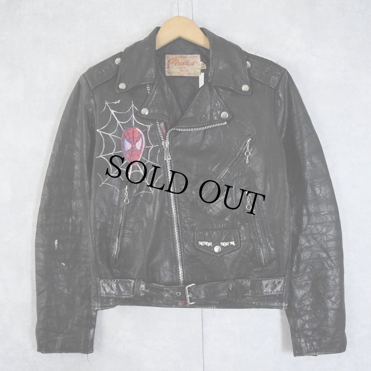 画像2: 70's Excelled USA製 ハンドペイント ダブルライダースジャケット 36 (2)