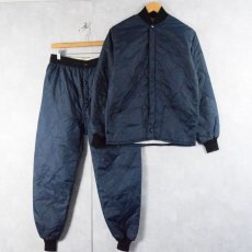 画像1: 70〜80's WOODFIELD USA製 キルティングジャケット/パンツ SETUP NAVY S (1)