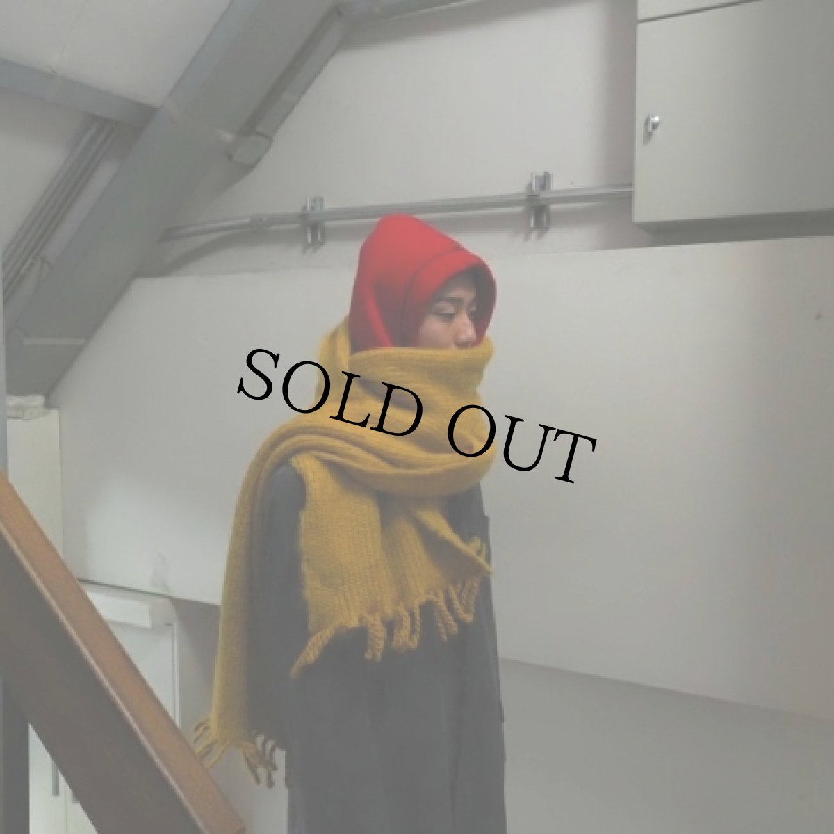 画像1: F.O.G. "Mohair Knit Wide Muffler" Mustard (1)