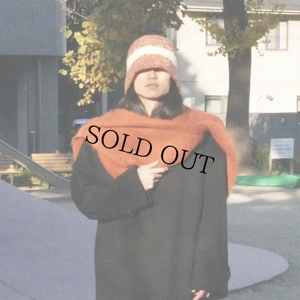 画像2: F.O.G. "Mohair Knit Wide Muffler" no fringe Poppy  (2)