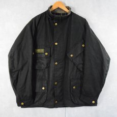 画像1: 90's Barbour ENGLAND製 "INTERNATIONAL SUIT" オイルドジャケット 3ワラント BLACK (1)