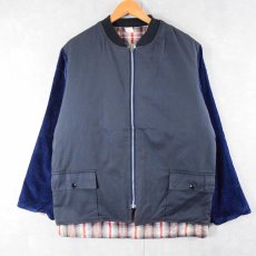 画像1: 70〜80's チェック柄 切り替えデザイン リバーシブルジャケット NAVY SIZE44T (1)