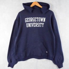 画像1: 80's RUSSELL ATHLETIC USA製 "GEORGETOWN UNIVERSITY" スウェットフーディ NAVY XL (1)