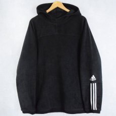 画像1: adidas ロゴ刺繍 フリースパーカー BLACK L (1)