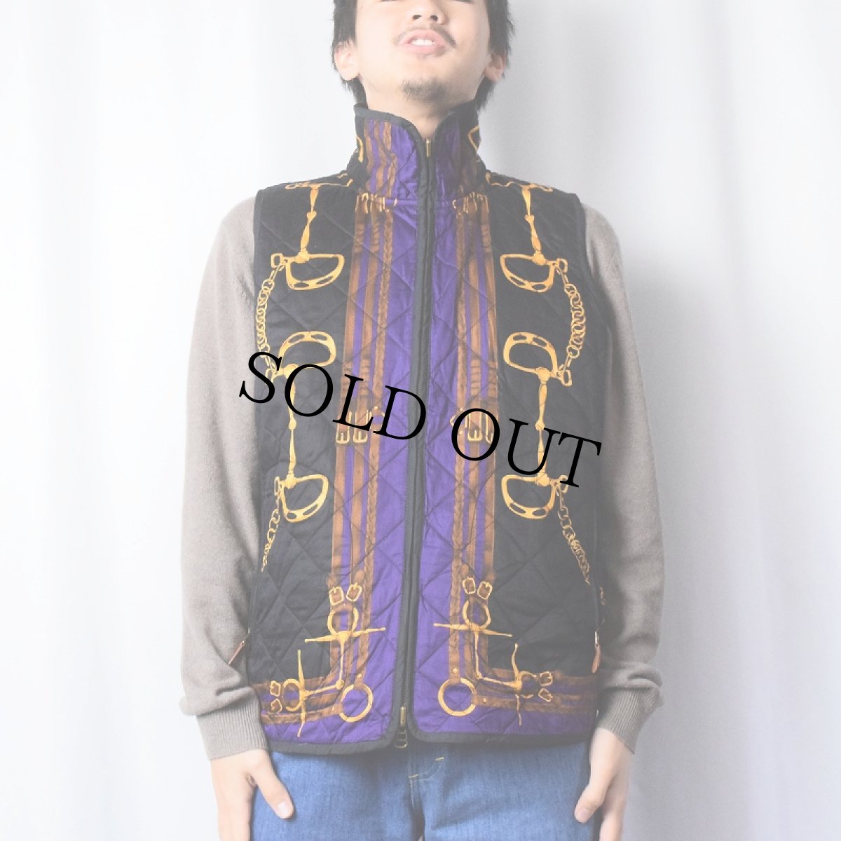 画像3: Ralph Lauren スカーフ柄 リバーシブルキルティングベスト 1X (3)